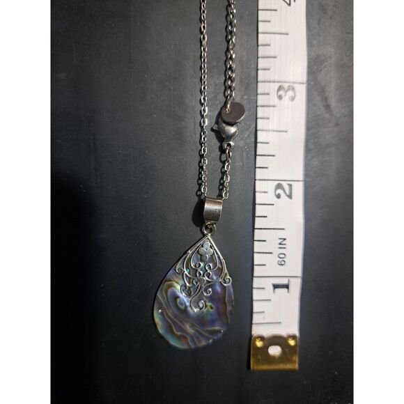New Gorgeous artisan Bali Abalone Shell Pendant in Sterling Silver with chain - Picture 6 of 8
